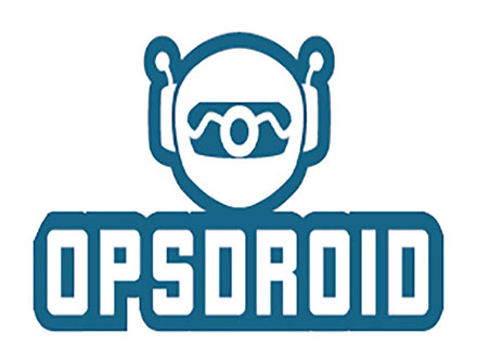 Opsdroid robot logo and wordmark.